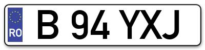 Placuta inmatriculare numar auto  B-94-YXJ, B 94 YXJ, B94YXJ