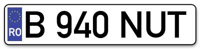 Placuta inmatriculare numar auto  B-940-NUT, B 940 NUT, B940NUT