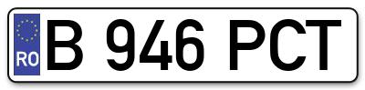 Placuta inmatriculare numar auto  B-946-PCT, B 946 PCT, B946PCT