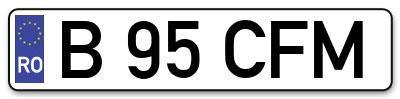 Placuta inmatriculare numar auto  B-95-CFM, B 95 CFM, B95CFM