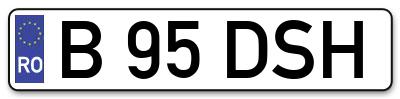Placuta inmatriculare numar auto  B-95-DSH, B 95 DSH, B95DSH