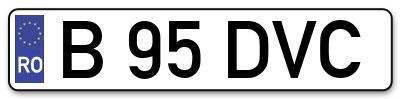 Placuta inmatriculare numar auto  B-95-DVC, B 95 DVC, B95DVC