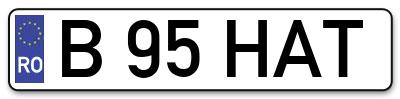 Placuta inmatriculare numar auto  B-95-HAT, B 95 HAT, B95HAT