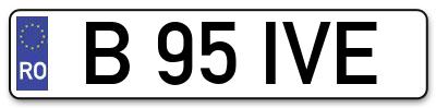 Placuta inmatriculare numar auto  B-95-IVE, B 95 IVE, B95IVE