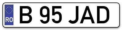 Placuta inmatriculare numar auto  B-95-JAD, B 95 JAD, B95JAD