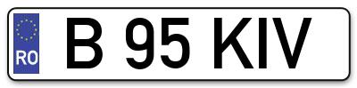Placuta inmatriculare numar auto  B-95-KIV, B 95 KIV, B95KIV