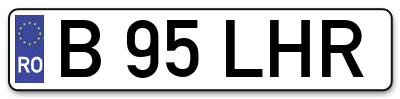 Placuta inmatriculare numar auto  B-95-LHR, B 95 LHR, B95LHR