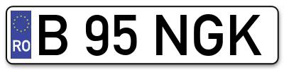 Placuta inmatriculare numar auto  B-95-NGK, B 95 NGK, B95NGK