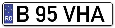 Placuta inmatriculare numar auto  B-95-VHA, B 95 VHA, B95VHA