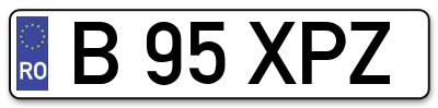 Placuta inmatriculare numar auto  B-95-XPZ, B 95 XPZ, B95XPZ