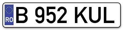 Placuta inmatriculare numar auto  B-952-KUL, B 952 KUL, B952KUL