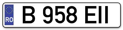 Placuta inmatriculare numar auto  B-958-EII, B 958 EII, B958EII