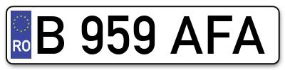 Placuta inmatriculare numar auto  B-959-AFA, B 959 AFA, B959AFA