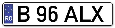 Placuta inmatriculare numar auto  B-96-ALX, B 96 ALX, B96ALX