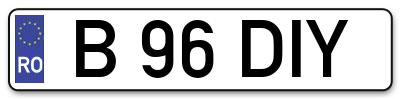 Placuta inmatriculare numar auto  B-96-DIY, B 96 DIY, B96DIY