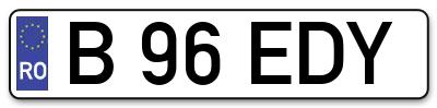 Placuta inmatriculare numar auto  B-96-EDY, B 96 EDY, B96EDY