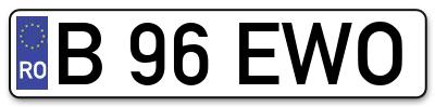 Placuta inmatriculare numar auto  B-96-EWO, B 96 EWO, B96EWO