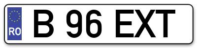Placuta inmatriculare numar auto  B-96-EXT, B 96 EXT, B96EXT