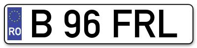 Placuta inmatriculare numar auto  B-96-FRL, B 96 FRL, B96FRL