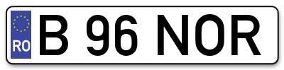 Placuta inmatriculare numar auto  B-96-NOR, B 96 NOR, B96NOR