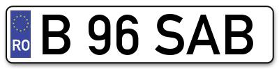 Placuta inmatriculare numar auto  B-96-SAB, B 96 SAB, B96SAB