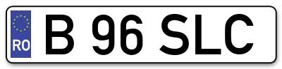 Placuta inmatriculare numar auto  B-96-SLC, B 96 SLC, B96SLC