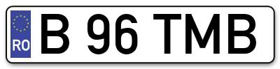 Placuta inmatriculare numar auto  B-96-TMB, B 96 TMB, B96TMB
