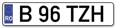 Placuta inmatriculare numar auto  B-96-TZH, B 96 TZH, B96TZH