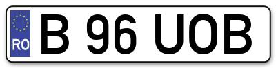 Placuta inmatriculare numar auto  B-96-UOB, B 96 UOB, B96UOB