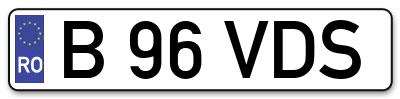 Placuta inmatriculare numar auto  B-96-VDS, B 96 VDS, B96VDS