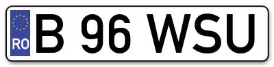 Placuta inmatriculare numar auto  B-96-WSU, B 96 WSU, B96WSU