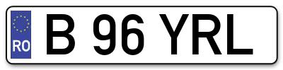Placuta inmatriculare numar auto  B-96-YRL, B 96 YRL, B96YRL