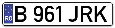 Placuta inmatriculare numar auto  B-961-JRK, B 961 JRK, B961JRK