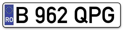 Placuta inmatriculare numar auto  B-962-QPG, B 962 QPG, B962QPG