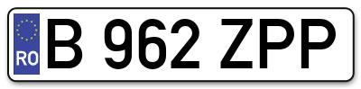 Placuta inmatriculare numar auto  B-962-ZPP, B 962 ZPP, B962ZPP