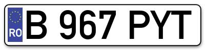 Placuta inmatriculare numar auto  B-967-PYT, B 967 PYT, B967PYT