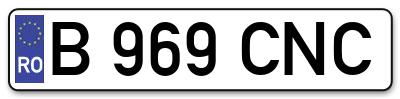 Placuta inmatriculare numar auto  B-969-CNC, B 969 CNC, B969CNC