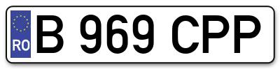 Placuta inmatriculare numar auto  B-969-CPP, B 969 CPP, B969CPP