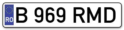 Placuta inmatriculare numar auto  B-969-RMD, B 969 RMD, B969RMD