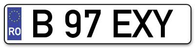 Placuta inmatriculare numar auto  B-97-EXY, B 97 EXY, B97EXY