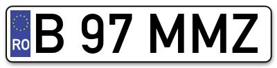 Placuta inmatriculare numar auto  B-97-MMZ, B 97 MMZ, B97MMZ
