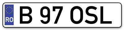 Placuta inmatriculare numar auto  B-97-OSL, B 97 OSL, B97OSL