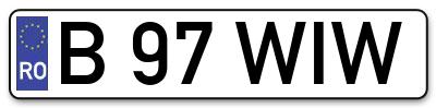 Placuta inmatriculare numar auto  B-97-WIW, B 97 WIW, B97WIW