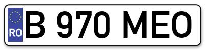 Placuta inmatriculare numar auto  B-970-MEO, B 970 MEO, B970MEO