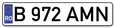 Placuta inmatriculare numar auto  B-972-AMN, B 972 AMN, B972AMN