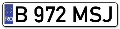 Placuta inmatriculare numar auto  B-972-MSJ, B 972 MSJ, B972MSJ