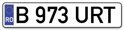 Placuta inmatriculare numar auto  B-973-URT, B 973 URT, B973URT