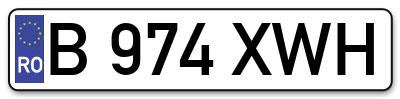 Placuta inmatriculare numar auto  B-974-XWH, B 974 XWH, B974XWH