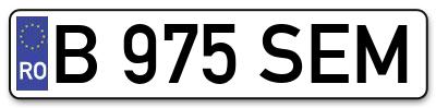 Placuta inmatriculare numar auto  B-975-SEM, B 975 SEM, B975SEM