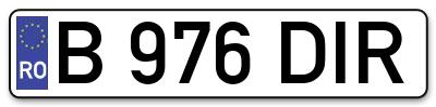 Placuta inmatriculare numar auto  B-976-DIR, B 976 DIR, B976DIR